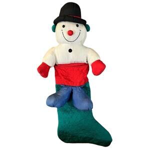 1995 Vintage Snowman Christmas Stocking 3D Plush Nylon
